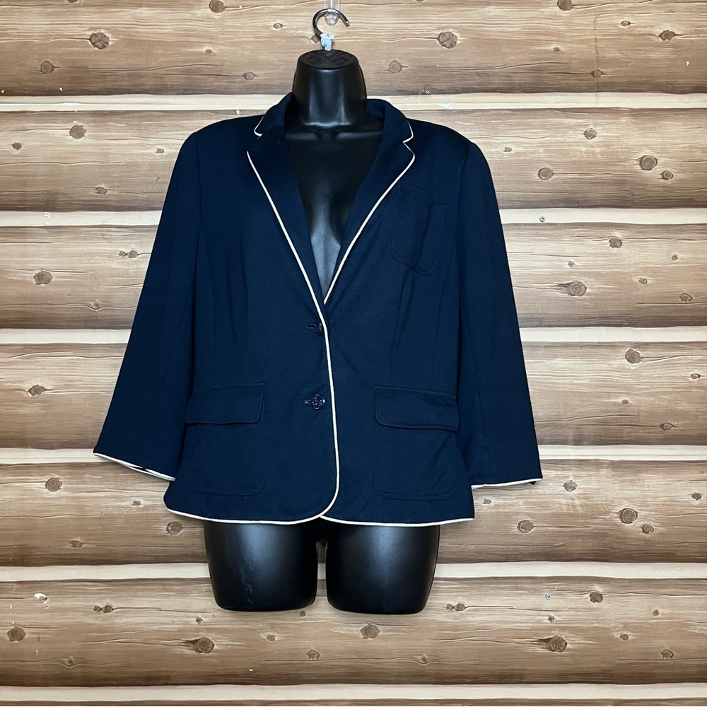 JCPenney women 3/4 sleeve navy blue blazer‎ size large